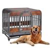 32in Heavy Duty Dog Crate, Furniture Style Dog Crate with Removable Trays and Wheels for High Anxiety Dogs