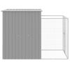 Dog House with Run Light Gray 65"x98.8"x71.3" Galvanized Steel